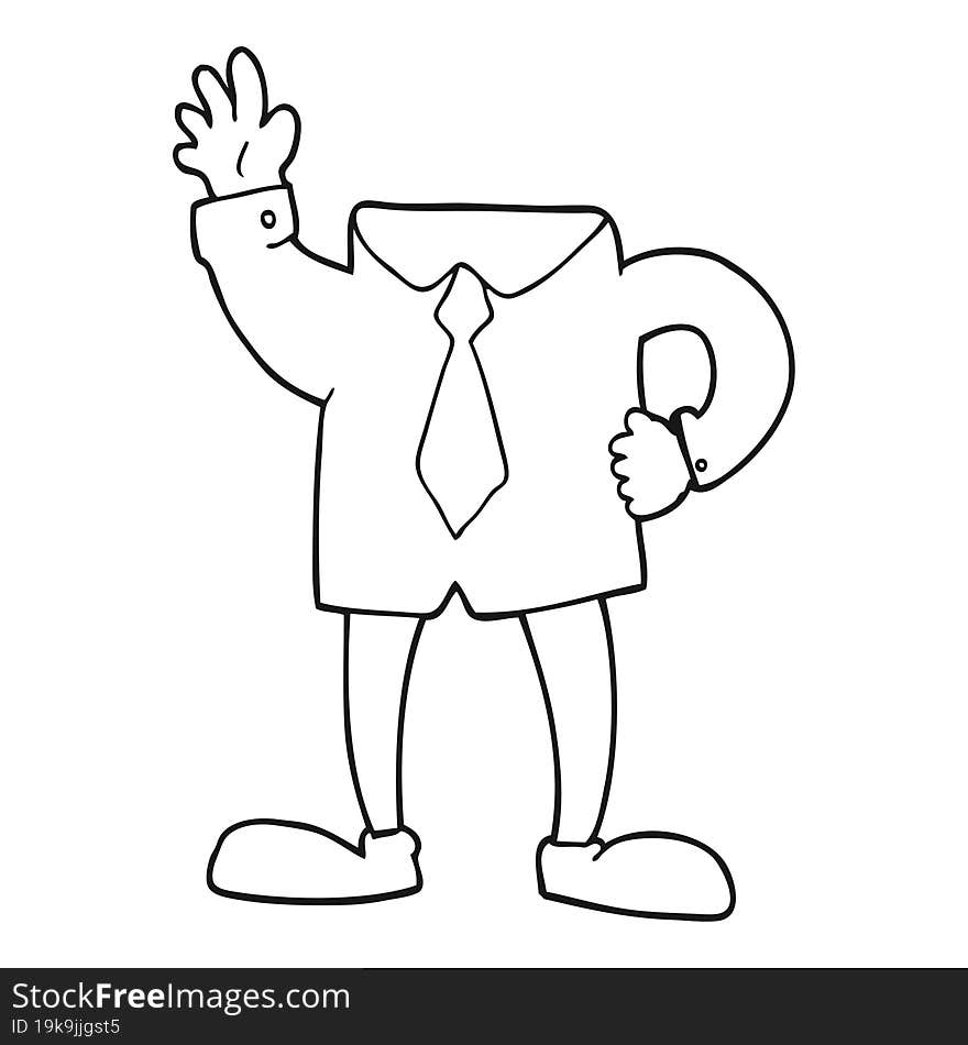 black and white cartoon headless businessman