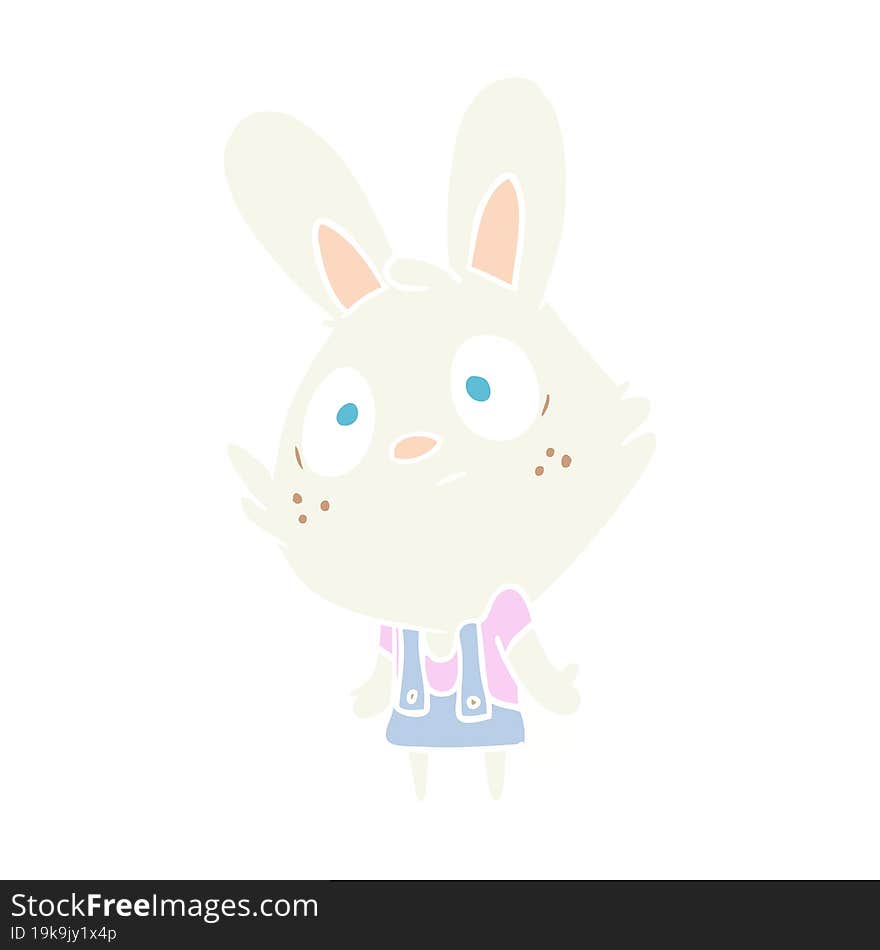 cute flat color style cartoon rabbit shrugging shoulders