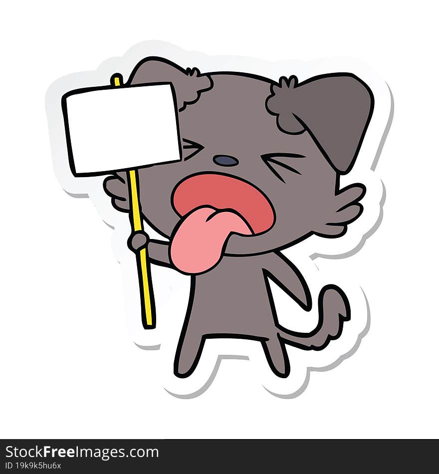 sticker of a cartoon disgusted dog