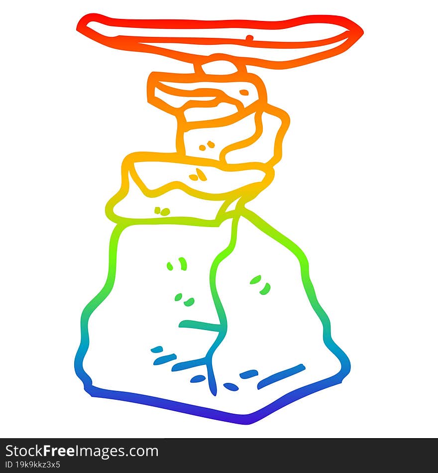 rainbow gradient line drawing cartoon stacked rocks