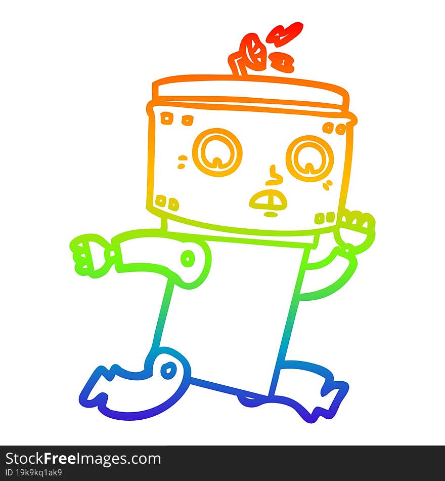 rainbow gradient line drawing cartoon robot