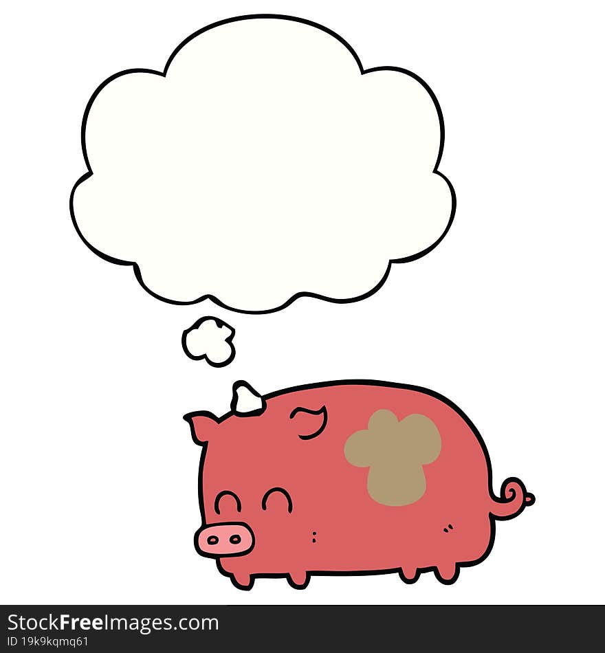 Cute Cartoon Pig And Thought Bubble