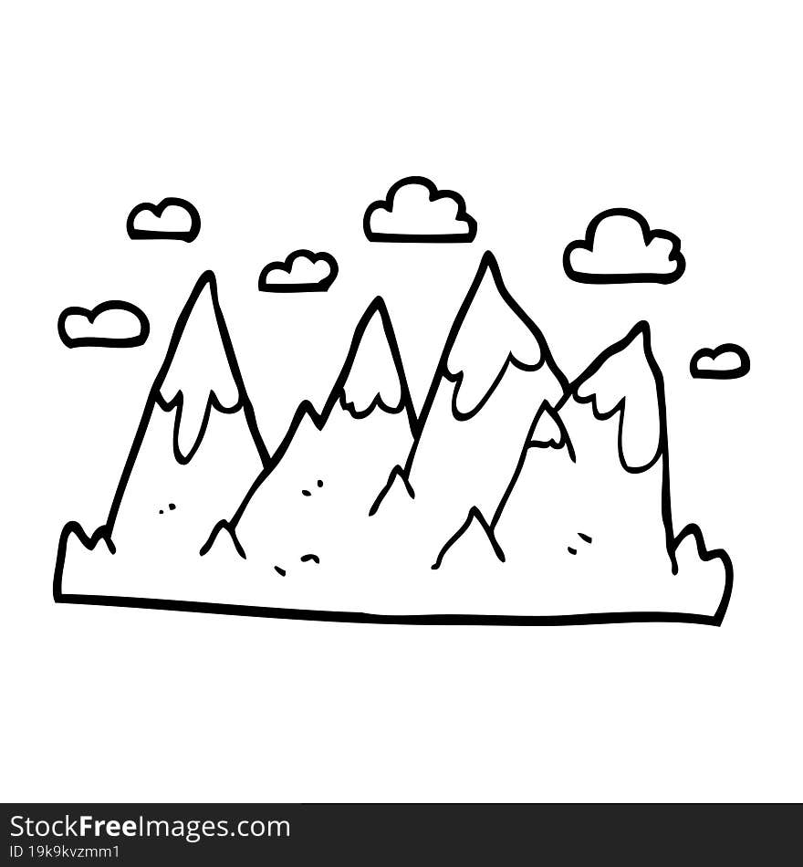 line drawing cartoon mountain range