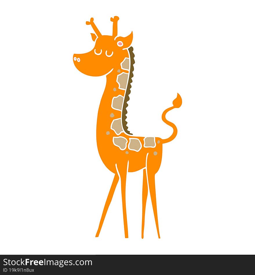 Flat Color Style Cartoon Giraffe