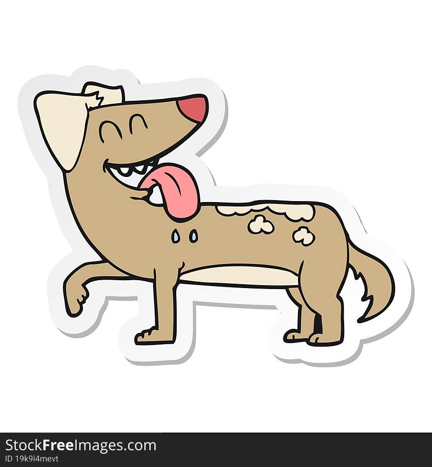 Sticker Of A Cartoon Panting Dog