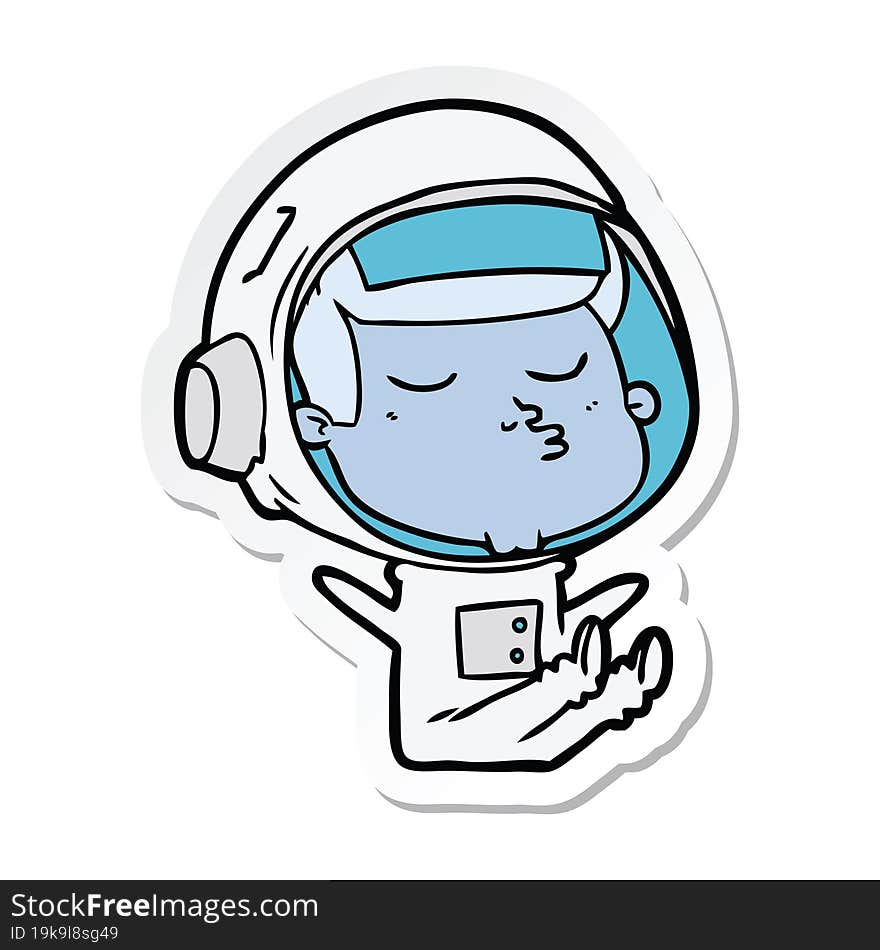 Sticker Of A Cartoon Confident Astronaut