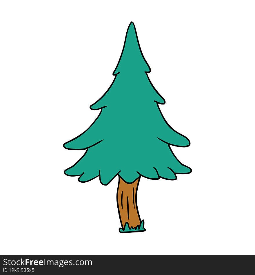 cartoon doodle of woodland pine trees