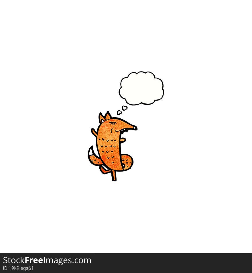 cartoon fox with thought bubble