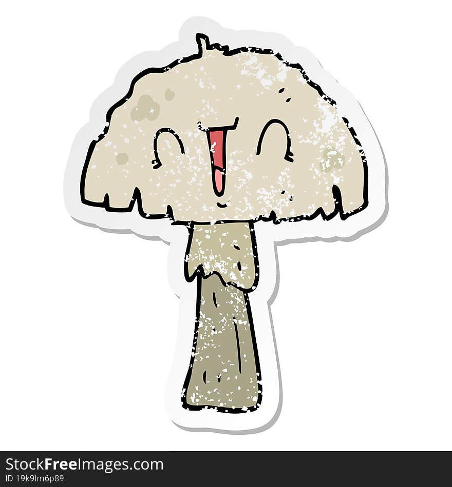 Distressed Sticker Of A Cartoon Mushroom