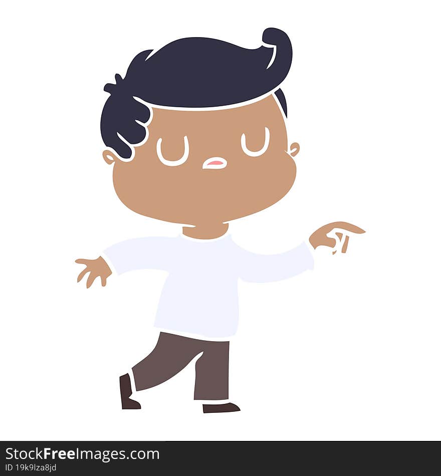 flat color style cartoon aloof man pointing finger