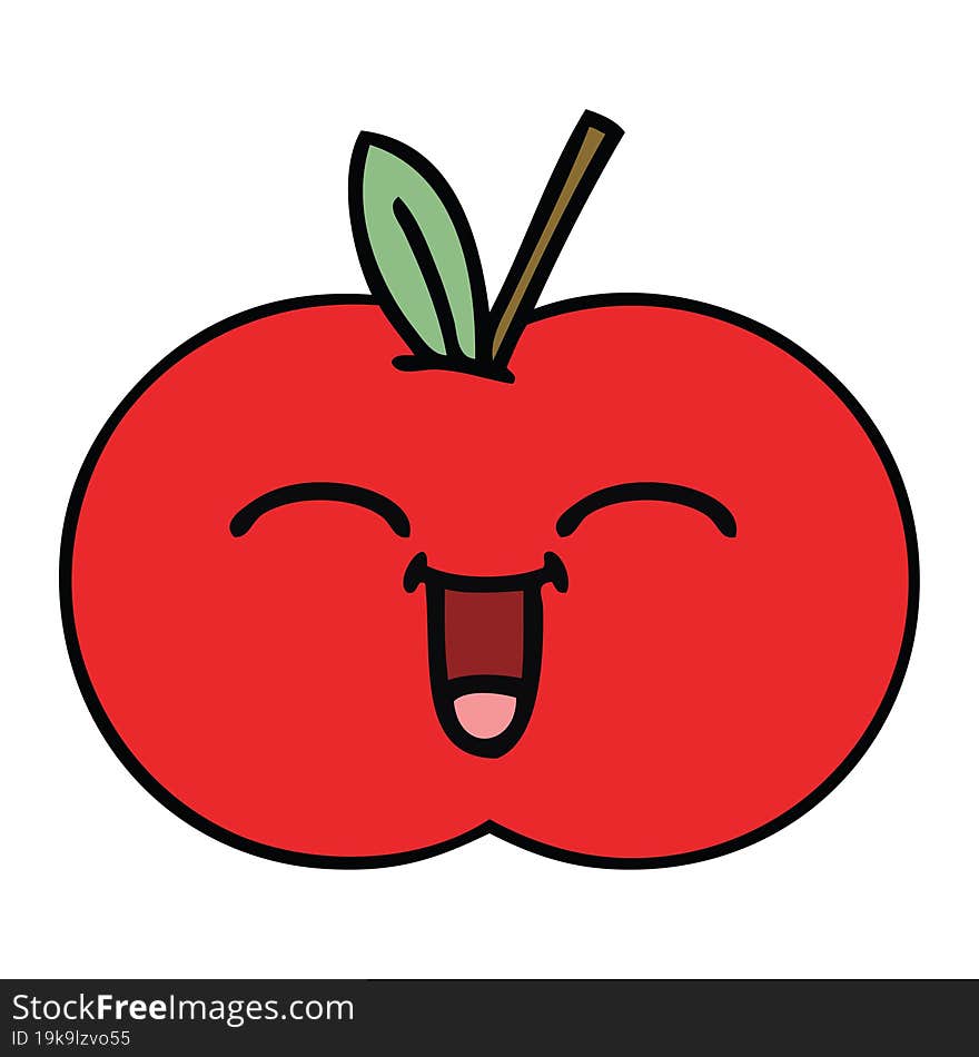 cute cartoon of a red apple. cute cartoon of a red apple