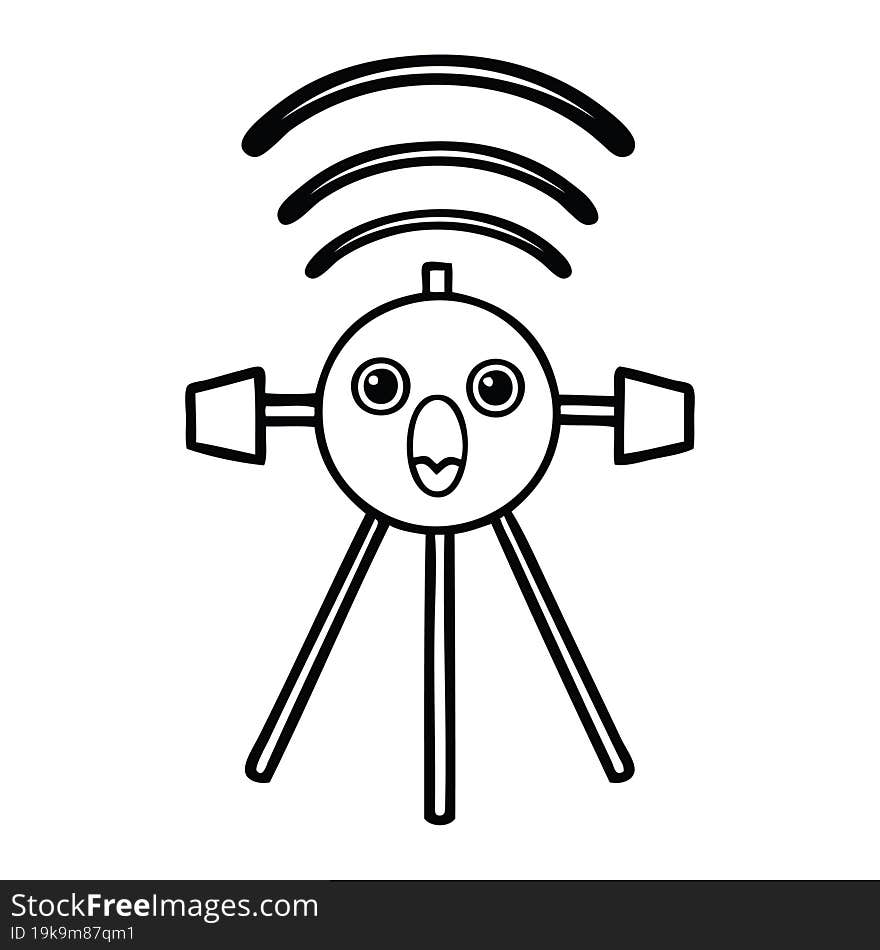 line drawing cartoon satellite