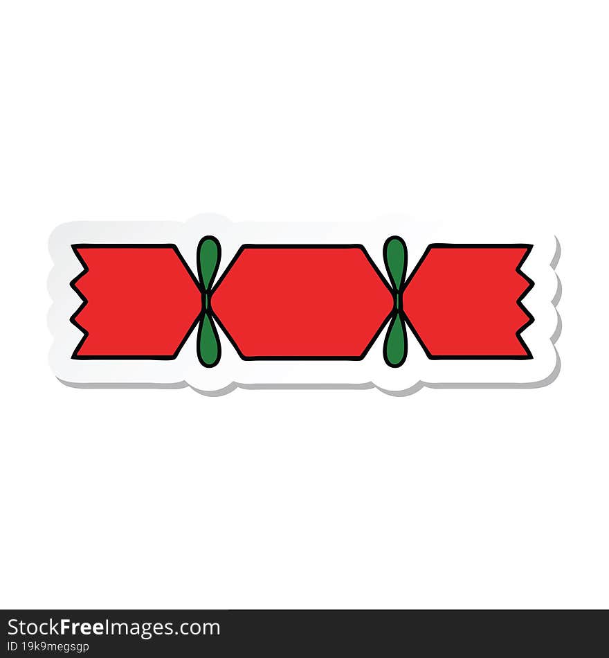 sticker of a cute cartoon christmas cracker