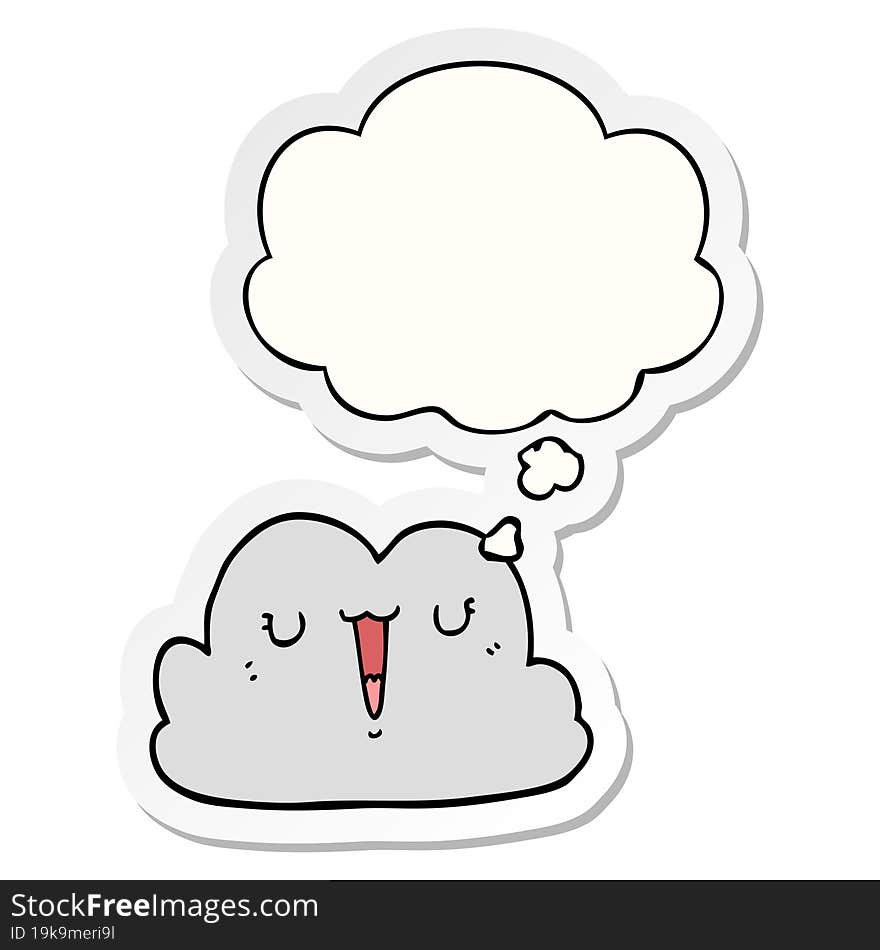 Cute Cartoon Cloud And Thought Bubble As A Printed Sticker