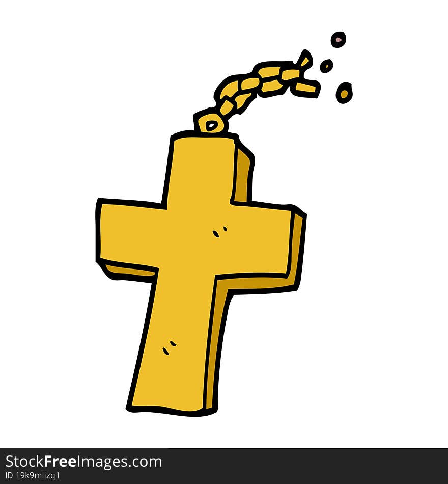 cartoon doodle crucifix on chain