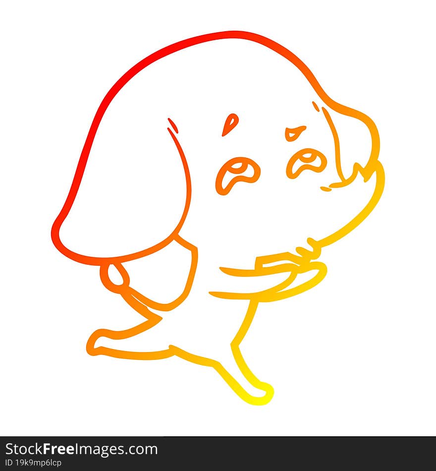 Warm Gradient Line Drawing Cartoon Elephant Remembering