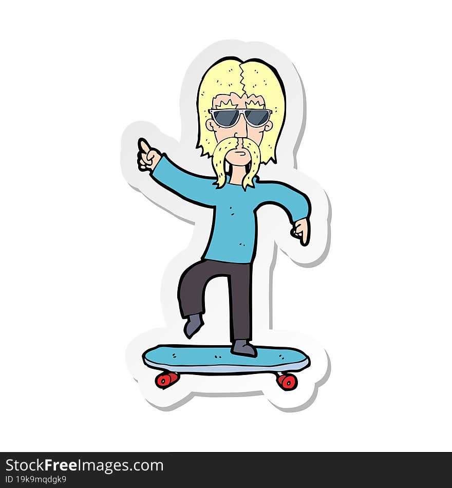 sticker of a cartoon old skater