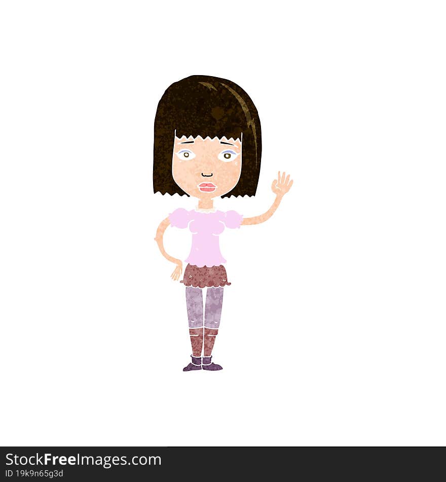 cartoon woman waving