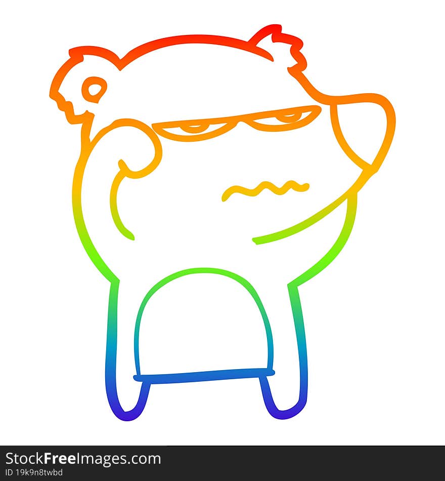 rainbow gradient line drawing angry bear polar cartoon