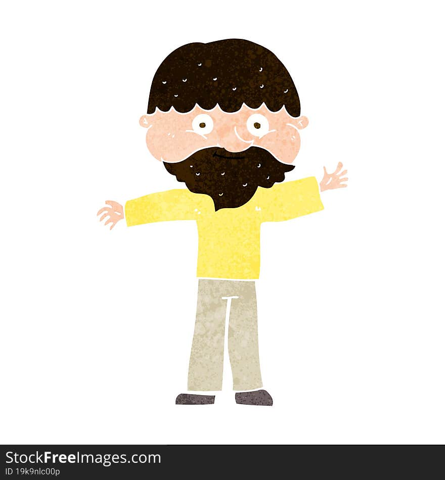 cartoon happy man with beard