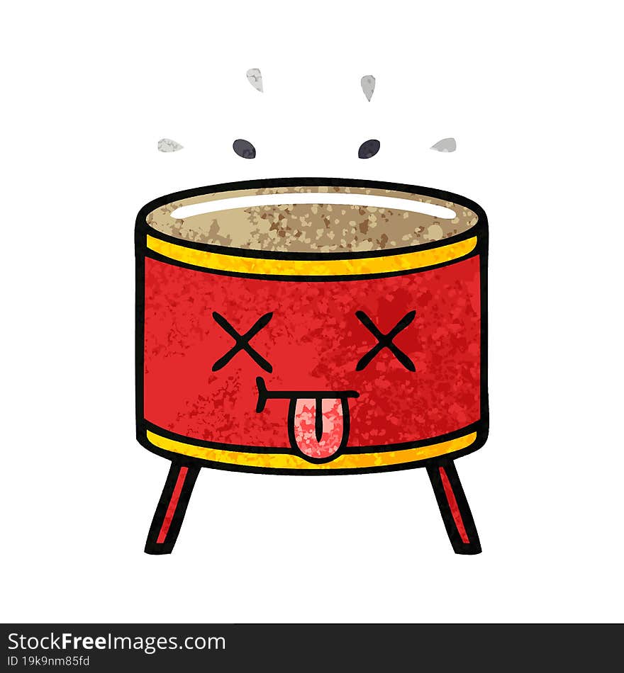 retro illustration style cartoon drum