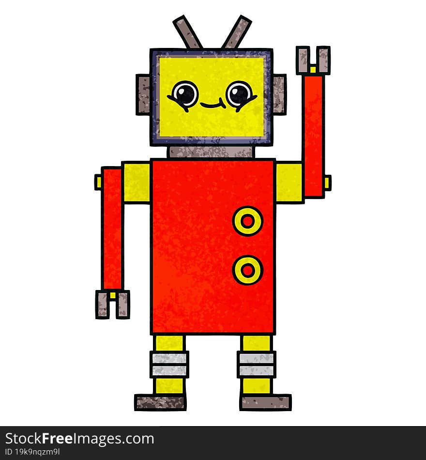 Retro Grunge Texture Cartoon Robot