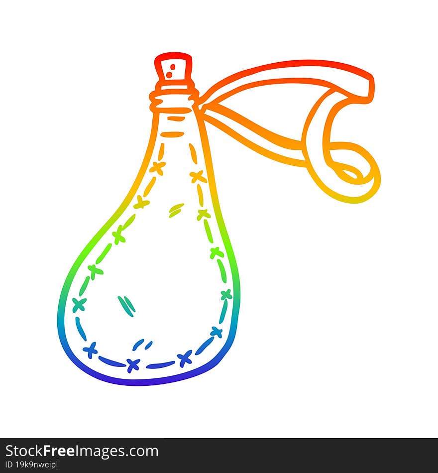 rainbow gradient line drawing of a old water flask