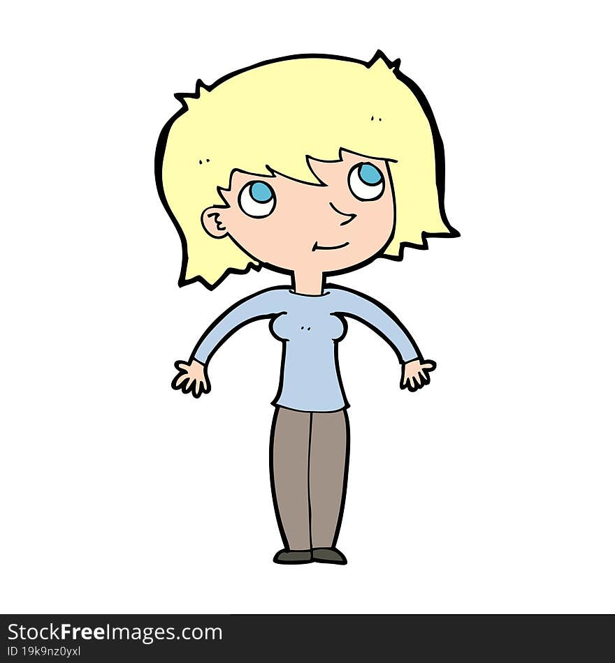 cartoon woman shrugging