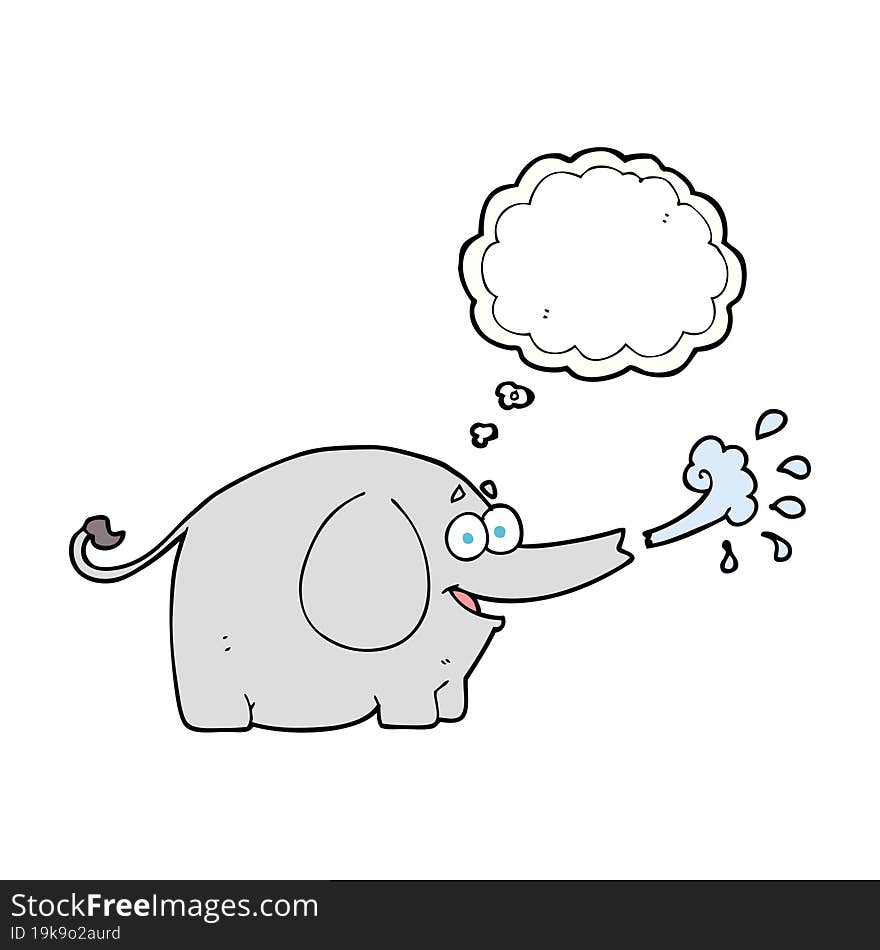 thought bubble cartoon elephant squirting water