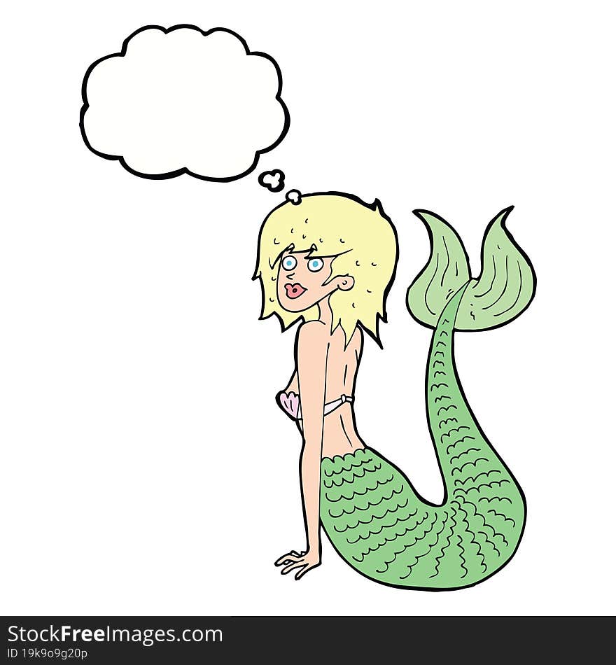 Cartoon Mermaid With Thought Bubble