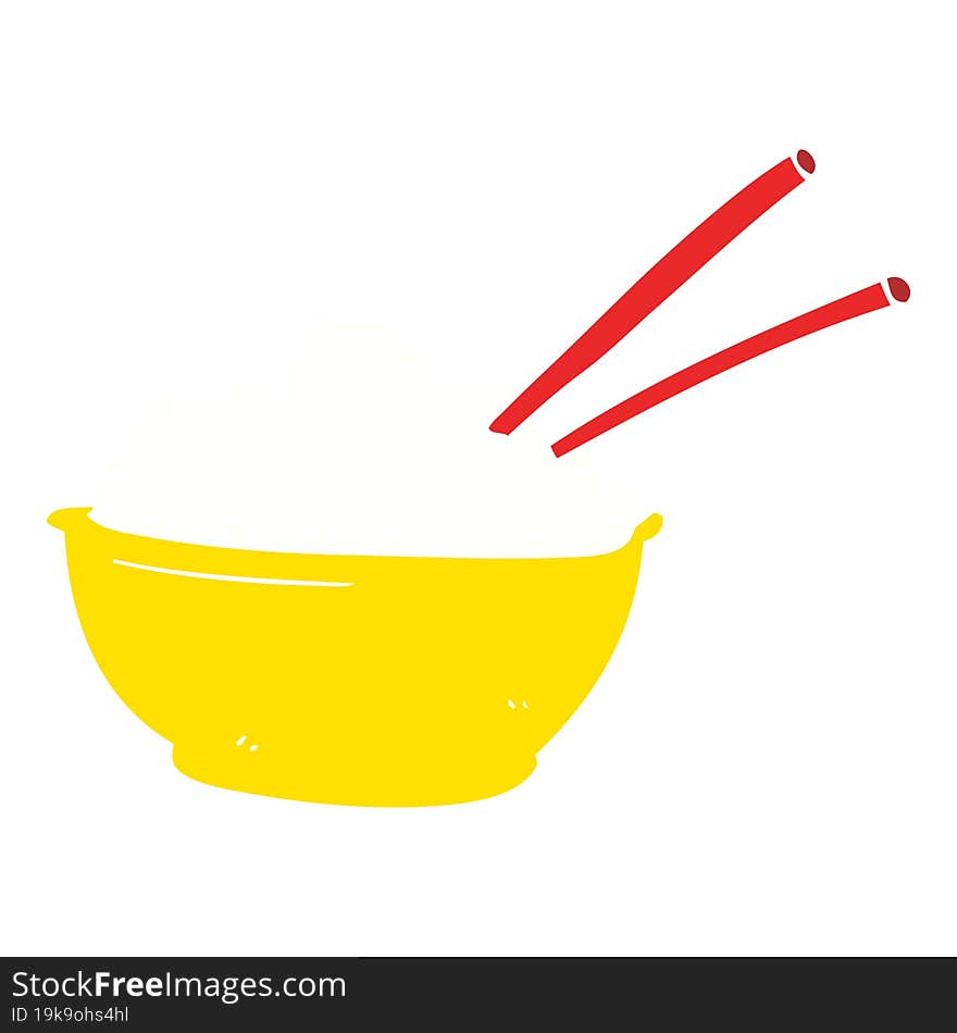 flat color illustration of a cartoon bowl of rice