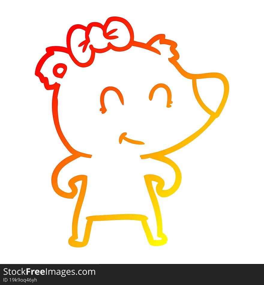 warm gradient line drawing female bear cartoon