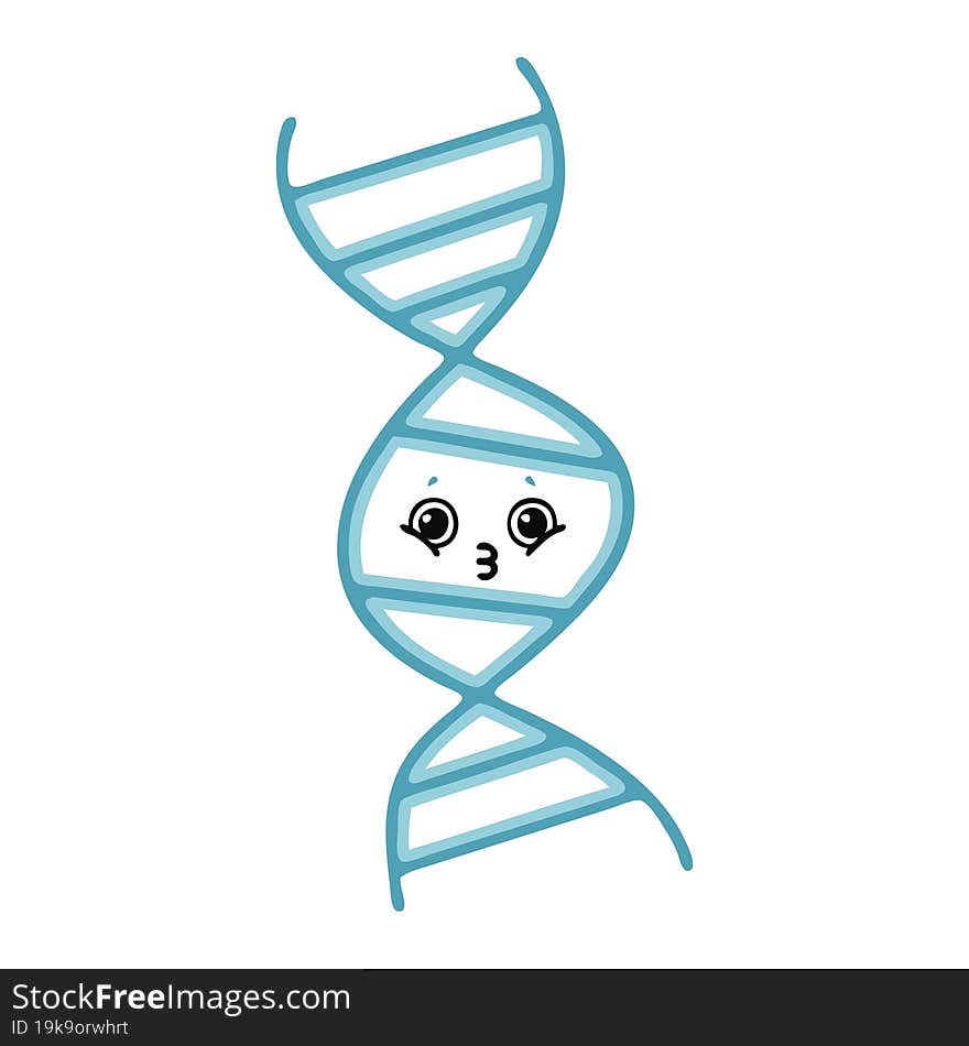 flat color retro cartoon of a DNA strand