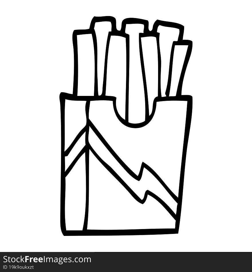 Line Drawing Cartoon Fast Food Fries