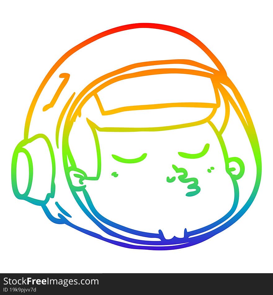 rainbow gradient line drawing cartoon astronaut face