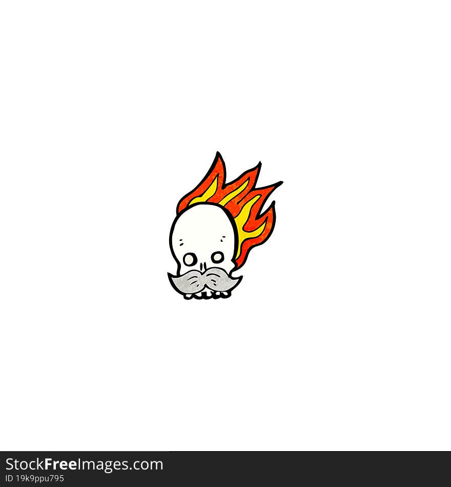 cartoon flaming skull