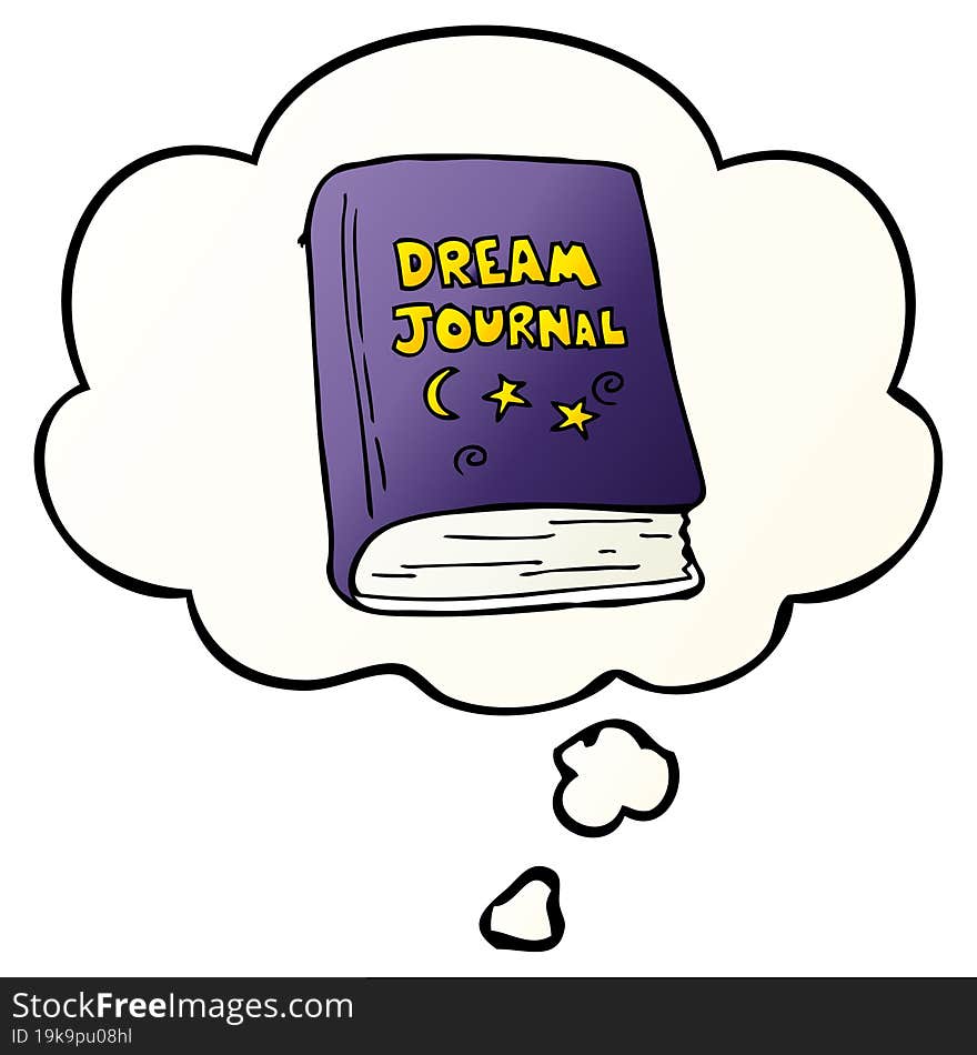 cartoon dream journal and thought bubble in smooth gradient style