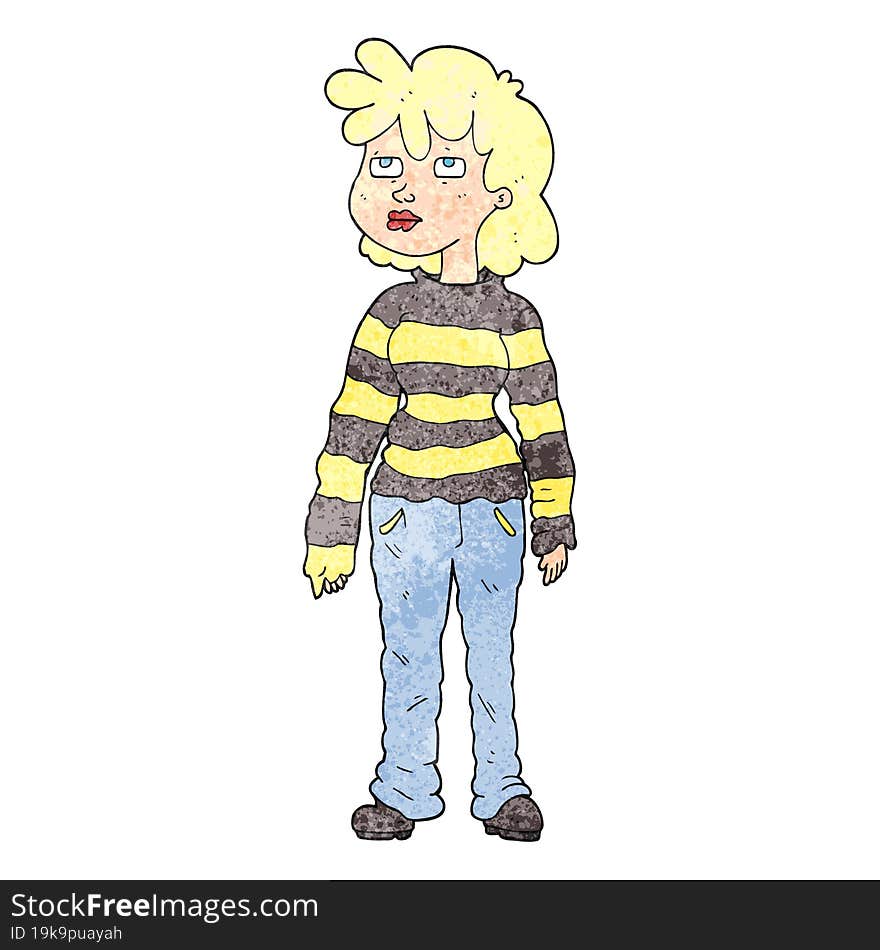 textured cartoon woman in casual clothes