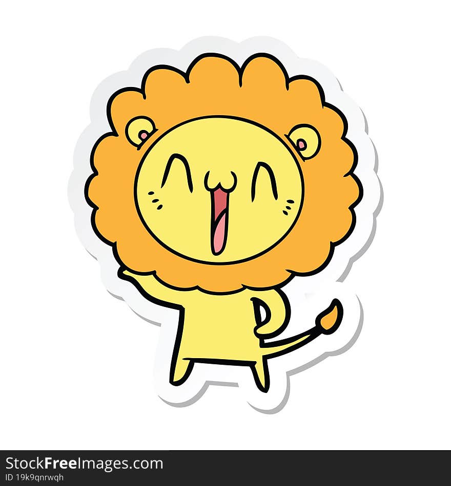 sticker of a happy cartoon lion