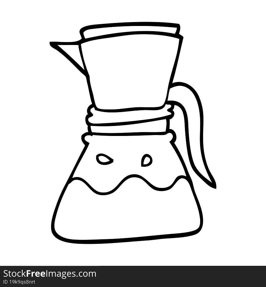 line drawing cartoon filter coffee maker