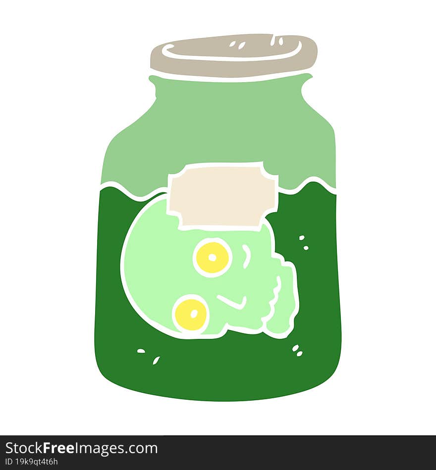 flat color illustration cartoon head in jar