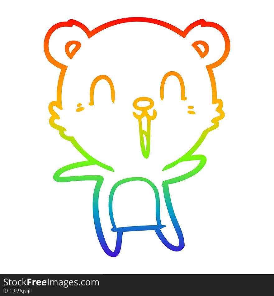 rainbow gradient line drawing happy cartoon polar bear