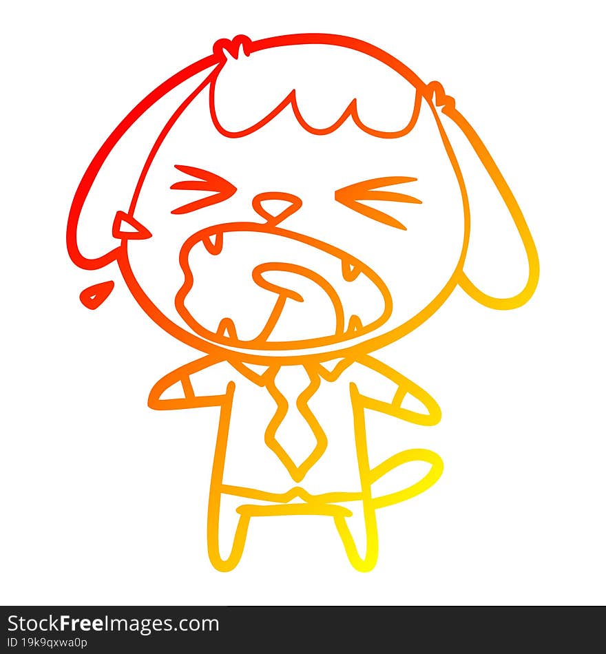 warm gradient line drawing of a cute cartoon dog barking