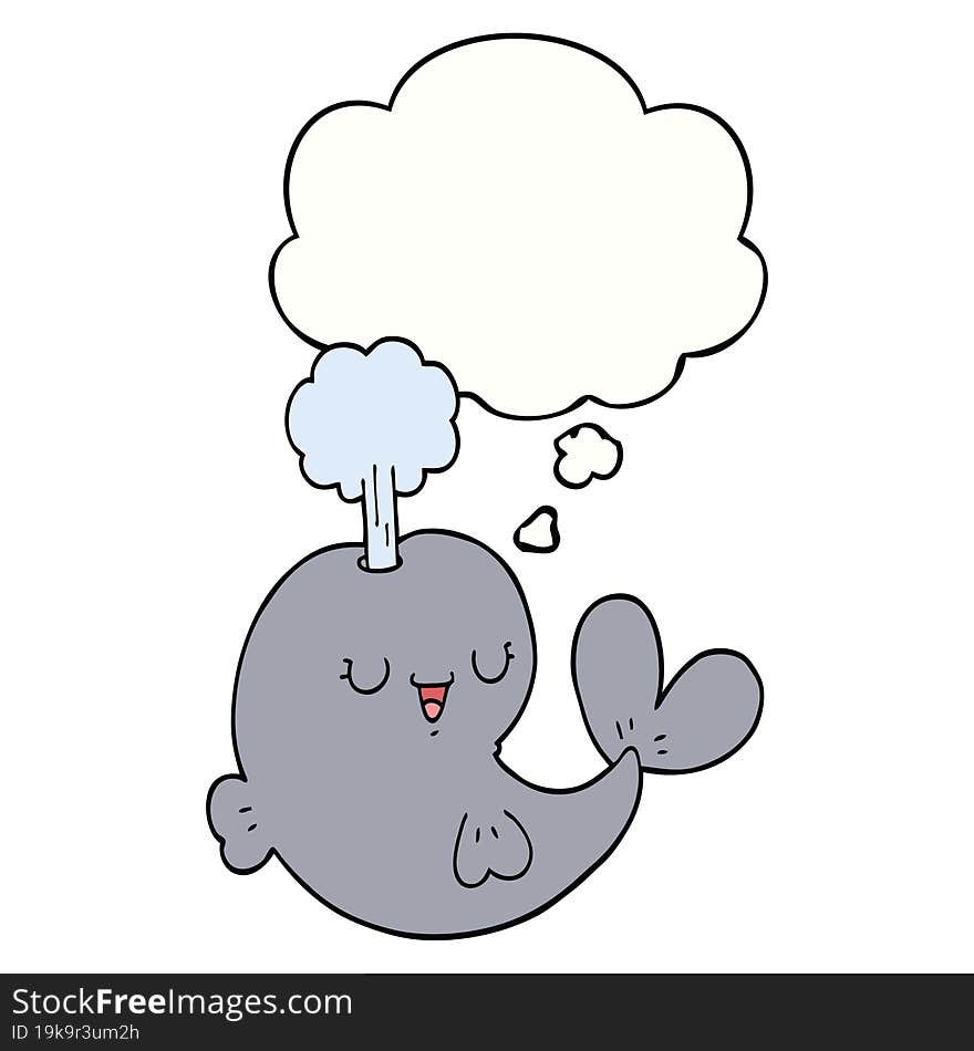 cartoon whale with thought bubble. cartoon whale with thought bubble