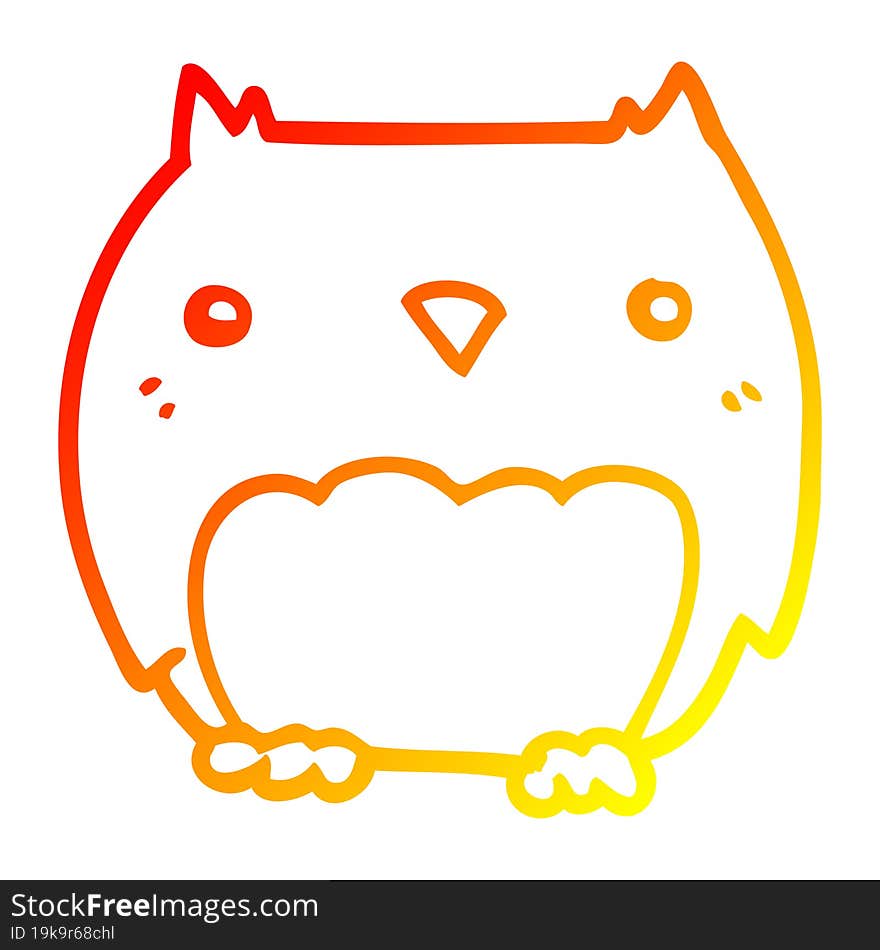 warm gradient line drawing cute cartoon owl