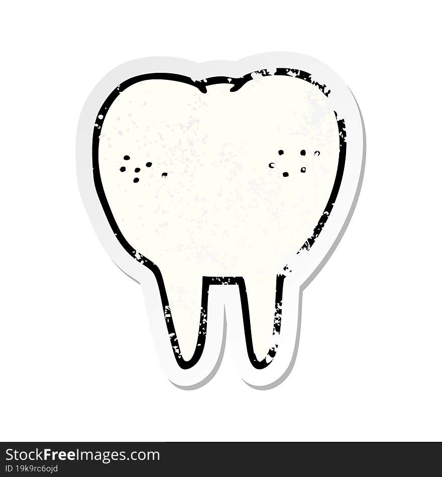 distressed sticker of a cartoon tooth