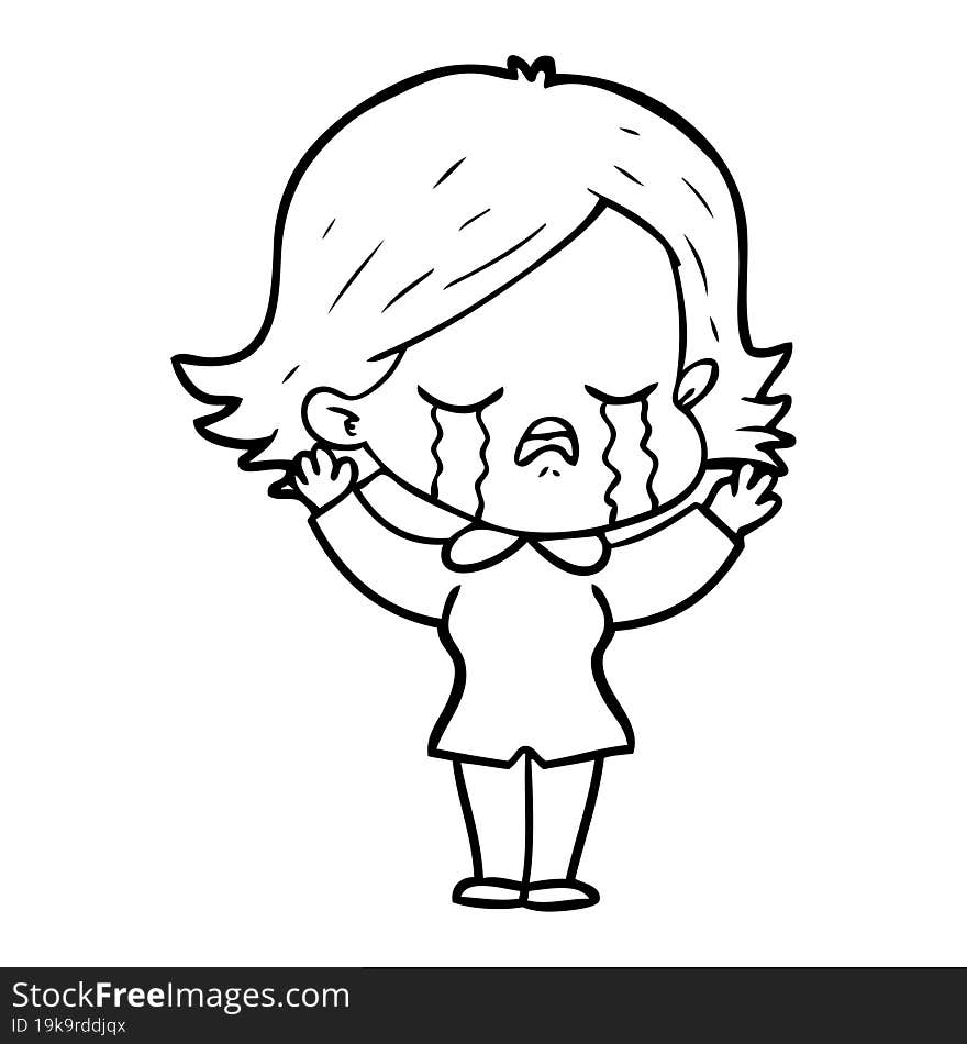 cartoon girl crying. cartoon girl crying