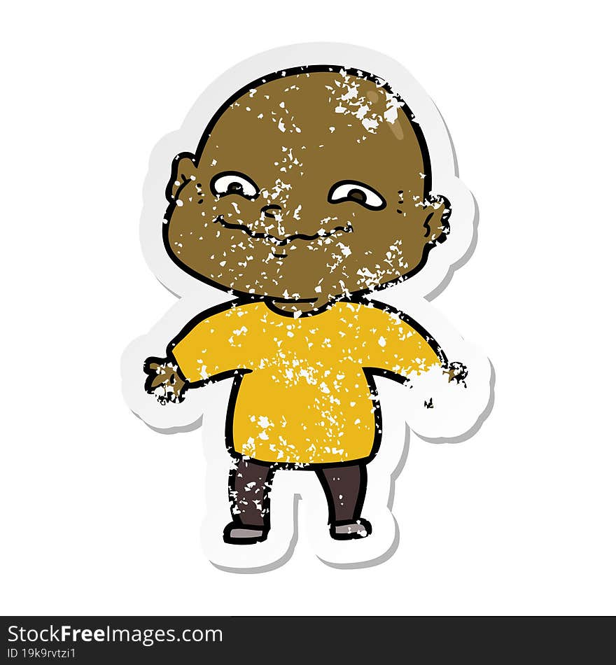 distressed sticker of a cartoon nervous man