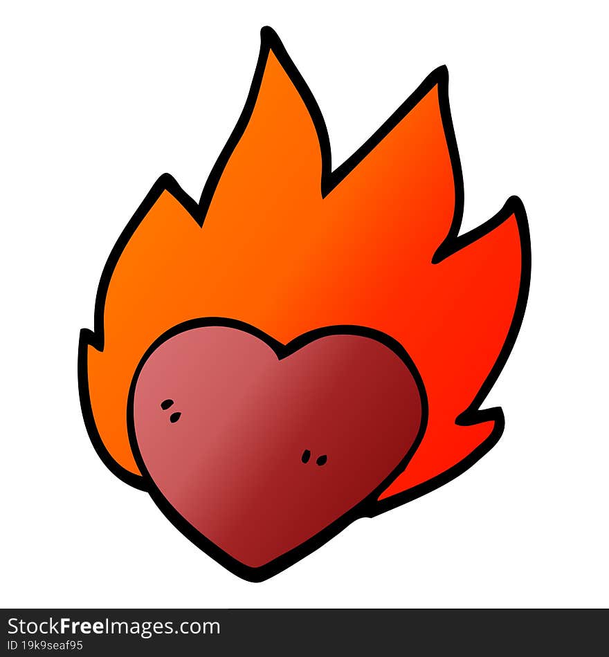 cartoon doodle flaming heart