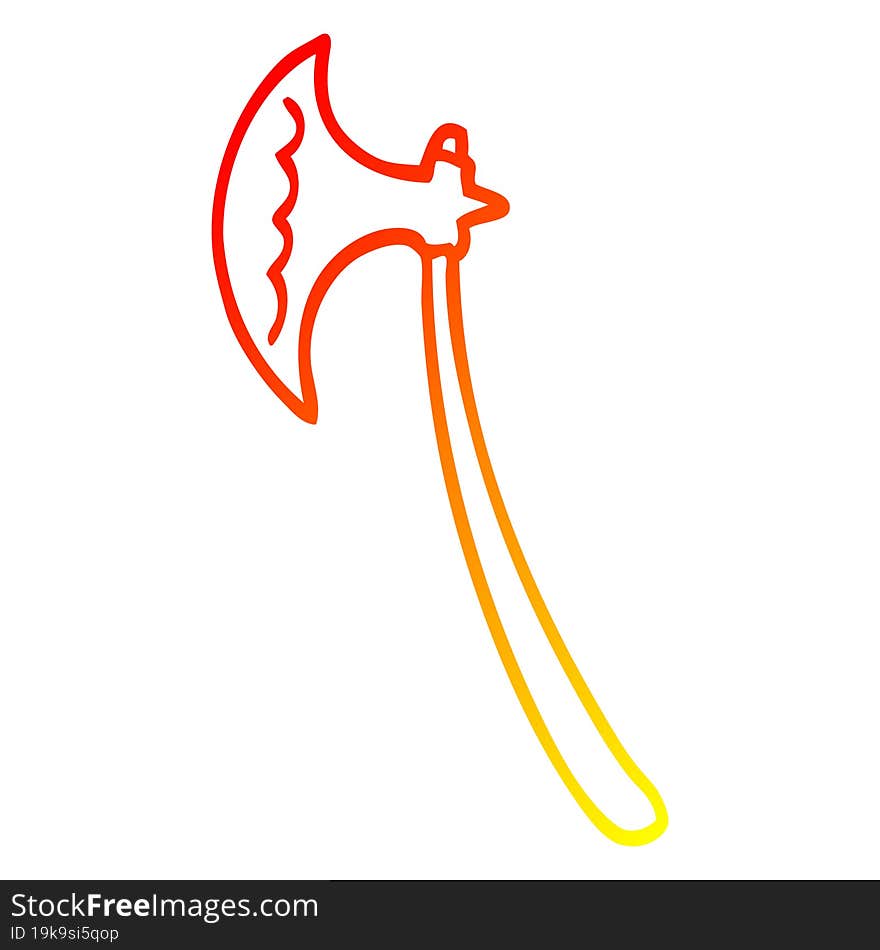 warm gradient line drawing cartoon medieval axe